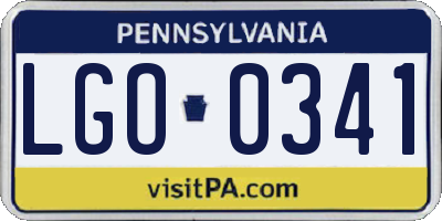 PA license plate LGO0341