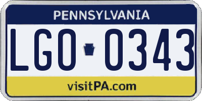PA license plate LGO0343
