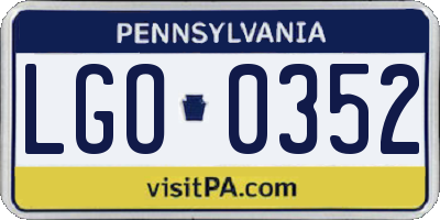 PA license plate LGO0352