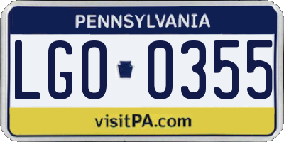 PA license plate LGO0355