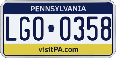PA license plate LGO0358