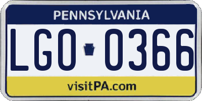 PA license plate LGO0366