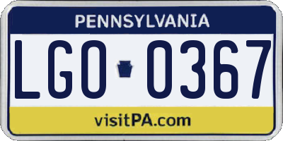 PA license plate LGO0367