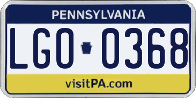 PA license plate LGO0368