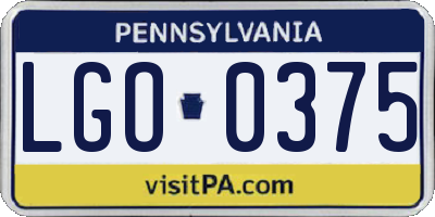 PA license plate LGO0375