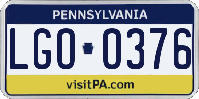 PA license plate LGO0376