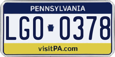 PA license plate LGO0378
