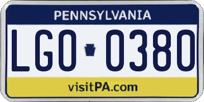 PA license plate LGO0380