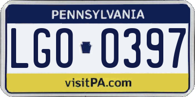 PA license plate LGO0397