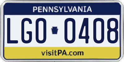 PA license plate LGO0408