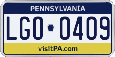 PA license plate LGO0409
