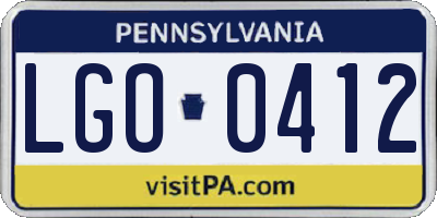 PA license plate LGO0412
