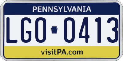 PA license plate LGO0413