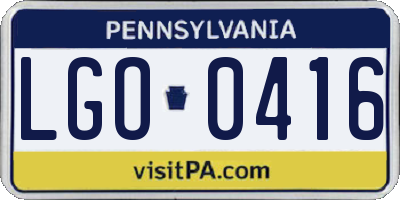 PA license plate LGO0416