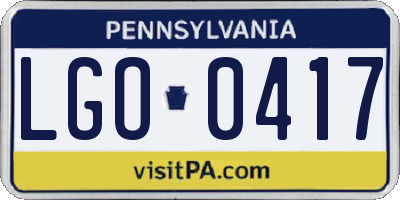 PA license plate LGO0417