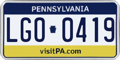 PA license plate LGO0419