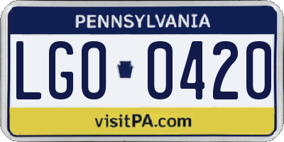 PA license plate LGO0420