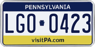 PA license plate LGO0423