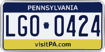PA license plate LGO0424