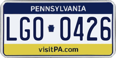 PA license plate LGO0426