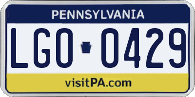PA license plate LGO0429