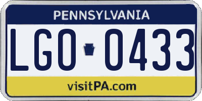 PA license plate LGO0433