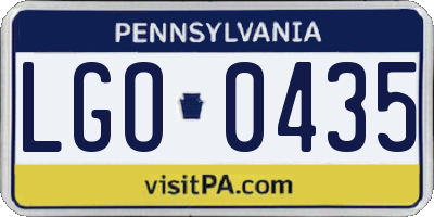 PA license plate LGO0435