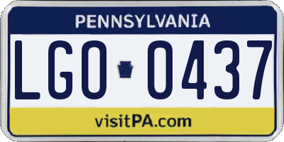 PA license plate LGO0437