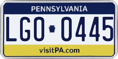 PA license plate LGO0445