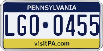 PA license plate LGO0455