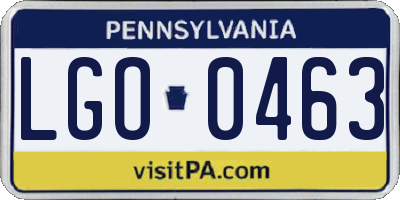 PA license plate LGO0463