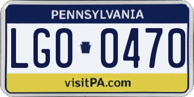 PA license plate LGO0470