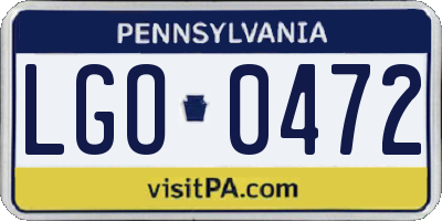 PA license plate LGO0472