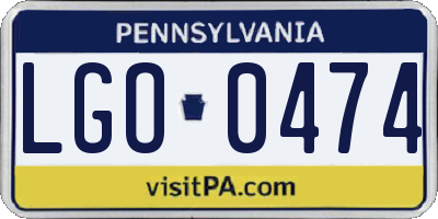 PA license plate LGO0474