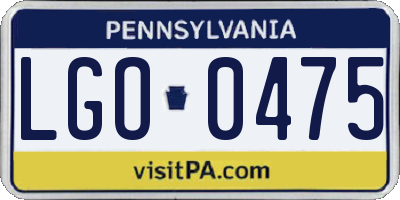 PA license plate LGO0475