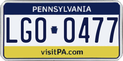 PA license plate LGO0477