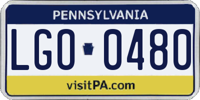 PA license plate LGO0480