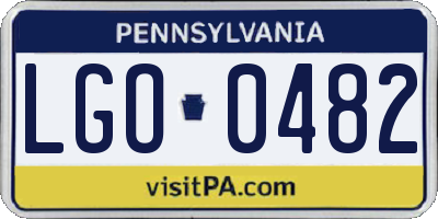 PA license plate LGO0482