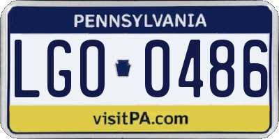 PA license plate LGO0486