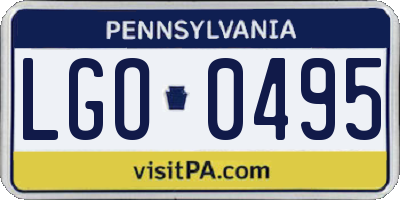 PA license plate LGO0495