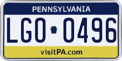 PA license plate LGO0496