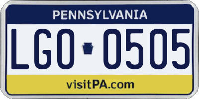 PA license plate LGO0505