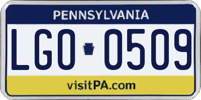 PA license plate LGO0509