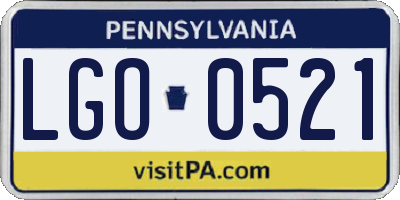 PA license plate LGO0521