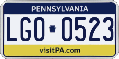 PA license plate LGO0523