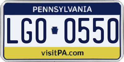 PA license plate LGO0550