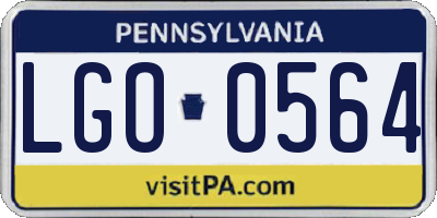 PA license plate LGO0564