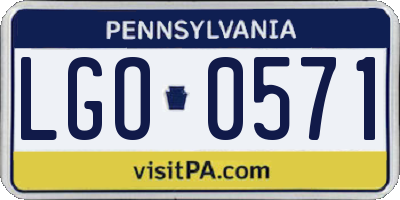 PA license plate LGO0571