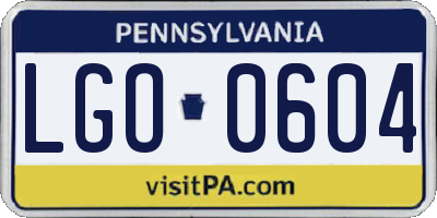 PA license plate LGO0604