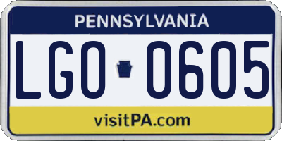PA license plate LGO0605
